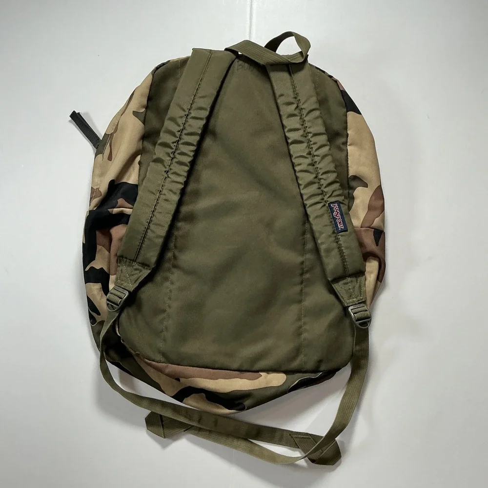 JanSport Backpack Unisex OS Woodland Camo Canvas Streetwear Gorpcore Utility Bag